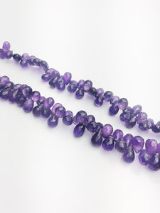 HALF OFF SALE - Amethyst Faceted Drop Gemstone Beads, Full Strand, Semi Precious Gemstone, 8"