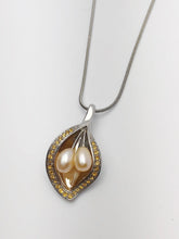 Two Edison Pearl Pendant with Citrine on 925 Sterling Silver - Statement Pendant - Handmade #767