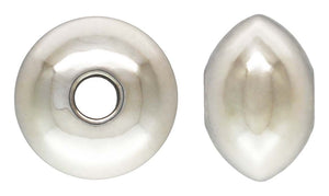 4.5x3.0mm Saucer Bead 1.1mm Hole, Sterling Silver. Made in USA. #5020134L