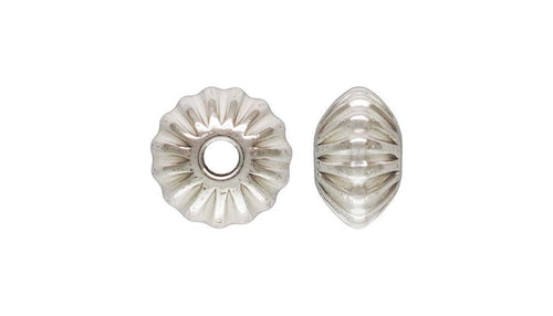 3.3x2.0mm Corrugated Saucer Bead 0.9mm Hole, Sterling Silver. Made in USA. #5020133CL