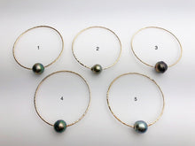 14K Gold Filled Single Tahitian Pearl Bangle Bracelets , Size Medium, 12-14mm Pearls (788 No. 1-5)