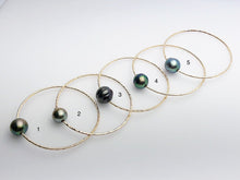 14K Gold Filled Single Tahitian Pearl Bangle Bracelets , Size Medium, 12-14mm Pearls (788 No. 1-5)