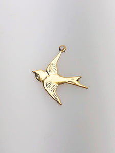 Gorgeous 14K Gold Fill Bird Charm/Findings w/ Ring, 0.71mm-17.0mm,  Sku #482