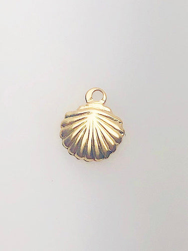 14K Gold Fill Seashell Charm w/ Ring, 7.7mm, Made in USA - 1095