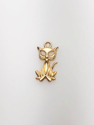 14K Gold Fill Cat Charm w/ Ring, 7.5x14.9mm, Made in USA - 518