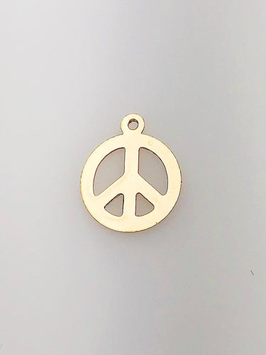 14K Gold Fill Peace Sign Charm w/ Ring, 11.3mm, Made in USA - 1351