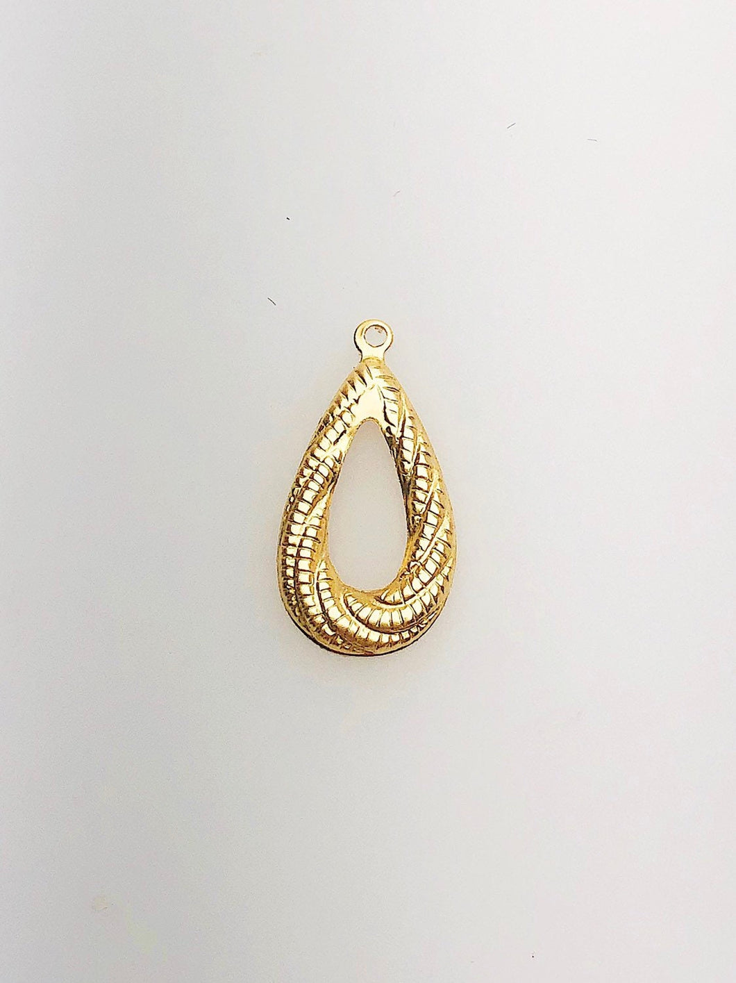 14K Gold Fill Decorative Textured Drop Charm w/ Ring, 8.5x16.6mm, Made in USA - 1437