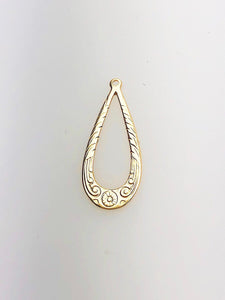 14K Gold Fill Decorative Drop Charm w/ Ring, 10.4x23.6mm, Made in USA - 380