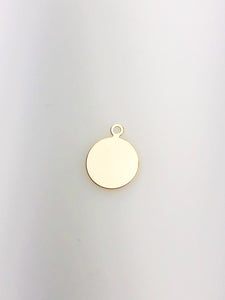 14K Gold Fill Circle Tag Charm w/ Ring, 12.7mm, Made in USA - 823
