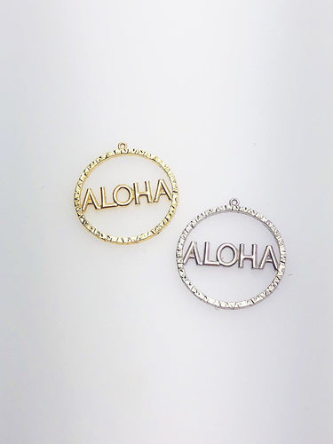 14K Solid Gold Hawaiian Aloha Charm w/ Ring, 17.1mm, Made in USA (L-102)