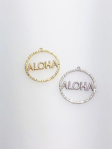14K Solid Gold Hawaiian Aloha Charm w/ Ring, 17.1mm, Made in USA (L-102)