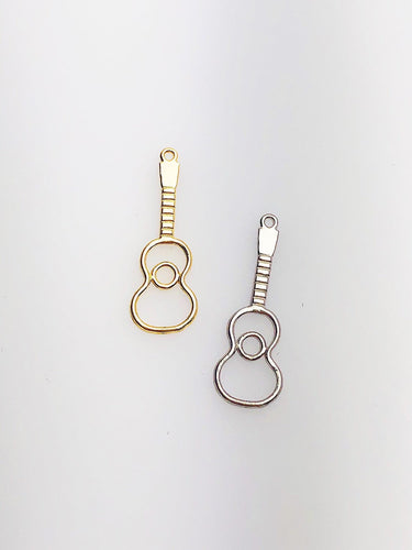 14K Solid Gold Guitar Charm w/ Ring, 7.89x23.05mm, Made in USA (L-177)
