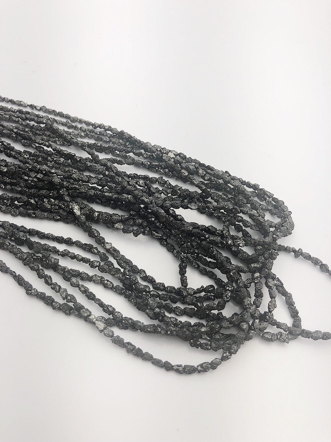 Rough Black Diamond Gemstone Beads, Full Strand, 16