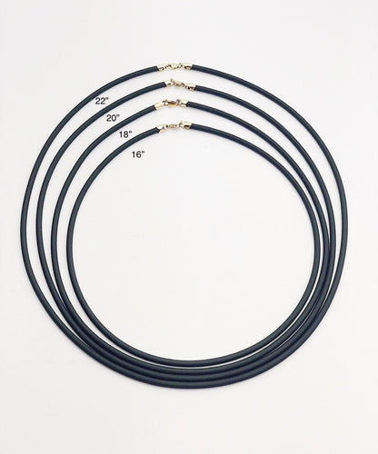 14K Gold Filled & Black Rubber Necklaces. 16