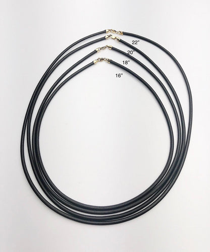 14K Gold Filled & Black Leather Necklaces. 16