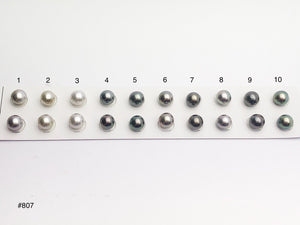 9-9.5mm Tahitian Pearls Round, AAA, Loose Matched Pairs 9mm (807)