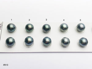 9-9.5mm Tahitian Pearls Round, AAA, Loose Matched Pairs 9mm (813)