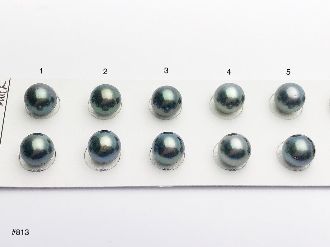 9-9.5mm Tahitian Pearls Round, AAA, Loose Matched Pairs 9mm (813)