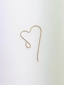 14K Gold Fill Heart Ear Wire .025" (0.64mm), Made in USA - 4006612