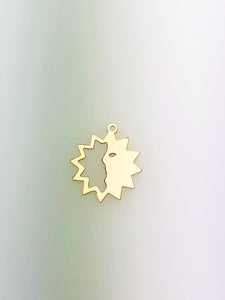 14K Gold Fill Sun Cut Out Charm w/ Ring, 13.9x16.1mm, Made in USA - 522