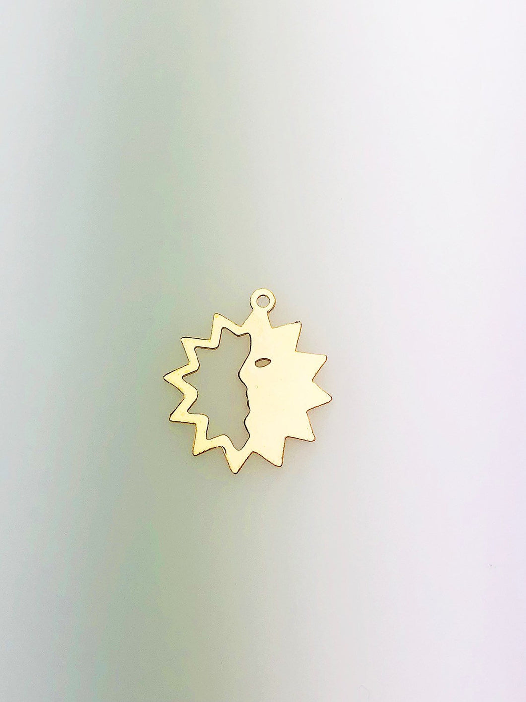 14K Gold Fill Sun Cut Out Charm w/ Ring, 13.9x16.1mm, Made in USA - 522