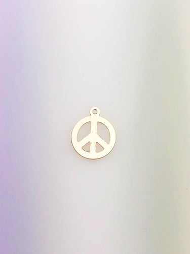 14K Gold Fill Peace Sign Charm w/Ring, 11.3x13.67mm, Made in USA - 1351