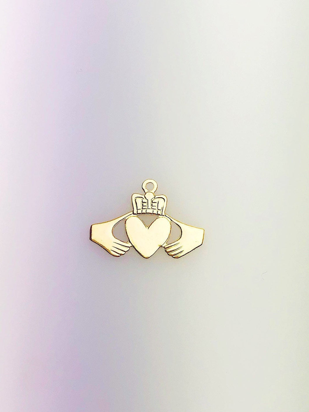 14K Gold Fill Irish Claddagh Symbol Charm w/Ring, 16.6x11.9mm, Made in USA - 529