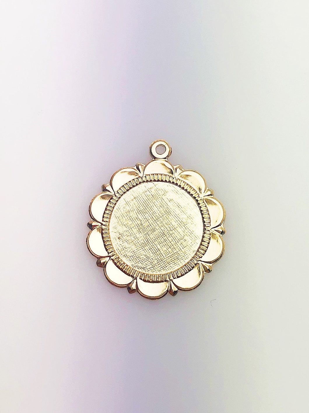 14K Gold Fill Textured Round Charm w/Ring, 21.7x25.7mm, Made in USA - 2649