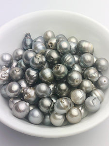 15mm GIANT, 10 pcs, Tahiti Pearls, Light Silver, Natural color, Loose Pearls, Assorted Shapes, 15-17mm (817)