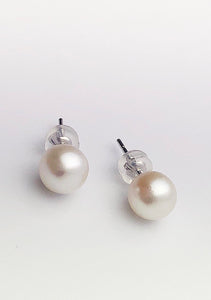 Japanese Akoya Pearl Earrings on 14K White Gold Studs, 6.5-7mm or 7-7.5mm (821)