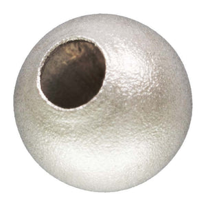 4.0mm Sandblast Bead 1.5mm Hole, Sterling Silver. Made in USA. #5004640SB