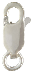 Lobster Clasp #2 w/ Ring (4.0x10.0mm), Sterling Silver. Made in USA. #5001420R