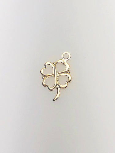 14K Gold Fill Four Leaf Clover Charm w/ Ring, 7.7x10.1mm, Made in USA - 487