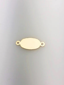 14K Gold Fill Oval Tag Charm w/ Two Rings, 8.6x20.9mm, Made in USA - 2598