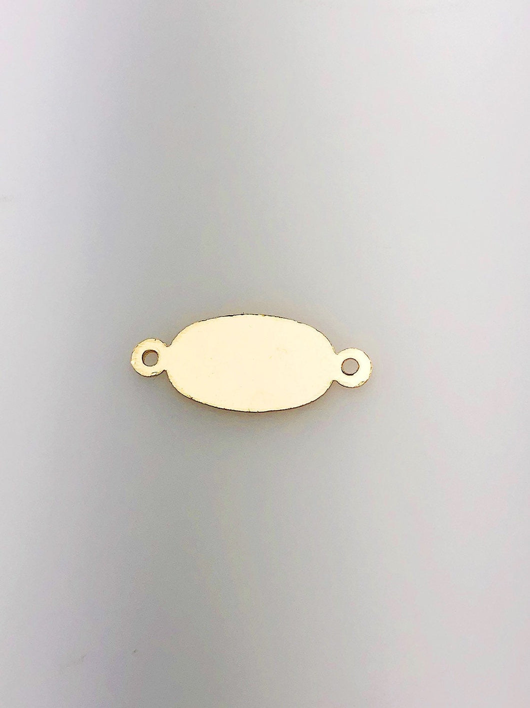 14K Gold Fill Oval Tag Charm w/ Two Rings, 8.6x20.9mm, Made in USA - 2598