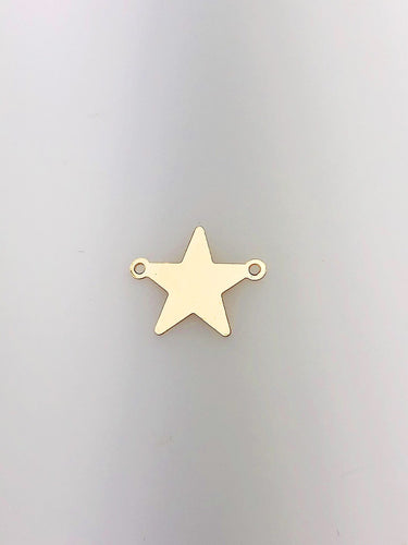 14K Gold Fill Star Charm w/ Two Rings, 13.3x16.5mm, Made in USA - 61