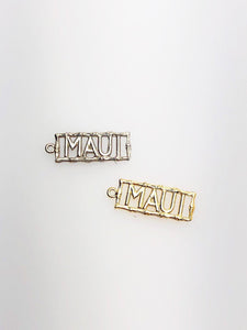 14K Solid Gold Hawaii Maui "MAUI" Charm w/ Ring, 15.1x5.5mm, Made in USA (L-29)