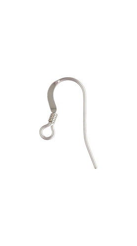 Ear Wire Flat w/Coil (0.61mm), Sterling Silver. #5006410A