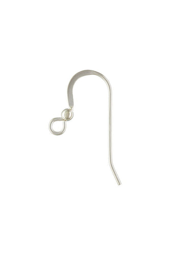 Ear Wire Flat w/2.5mm Bead (0.76mm), Sterling Silver. #5006412B100