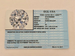 0.50 Carats, Natural Round Brilliant Diamond, EGL USA Certified - US 917055603D