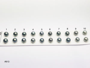 9-9.5mm Tahitian Pearls Round, AAA, Loose Matched Pairs 9mm (813)