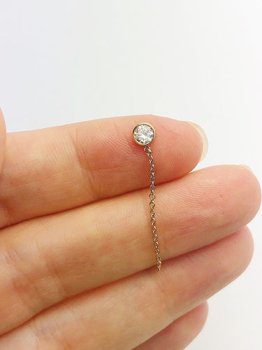 14K Gold Fill 4.0mm White 3A CZ 1