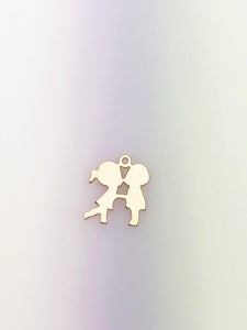 14K Gold Fill Kissing Boy & Girl Silhouettes Charm w/ Ring, 11.5x13.8mm, Made in USA - 673