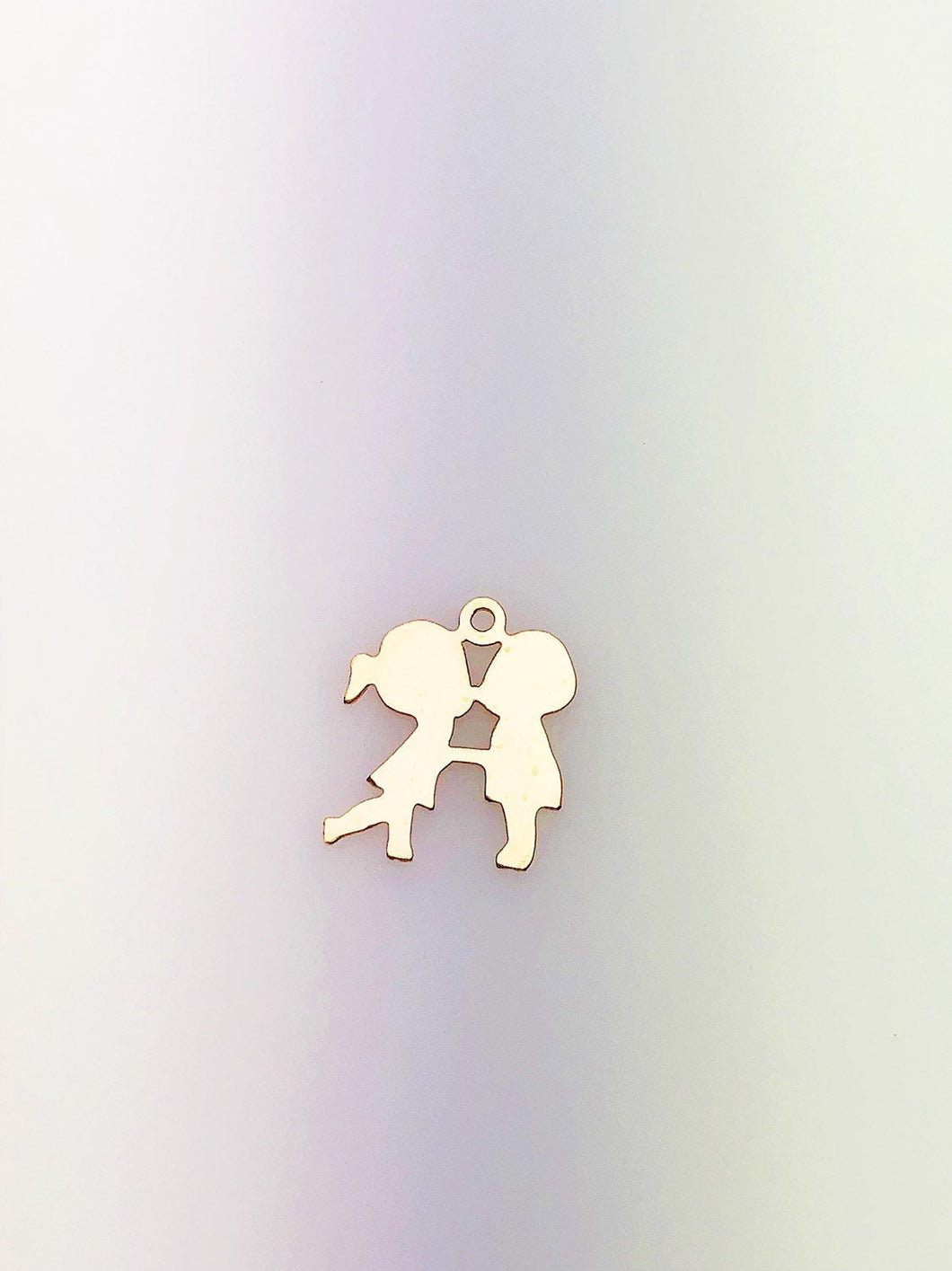 14K Gold Fill Kissing Boy & Girl Silhouettes Charm w/ Ring, 11.5x13.8mm, Made in USA - 673