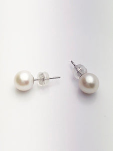 Japanese Akoya Pearl Earrings on 14K White Gold Studs, 6.5-7mm or 7-7.5mm (821)