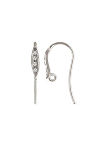 4 CZ Ear Wire 10.0x18.0mm, Sterling Silver. #5006390CZ