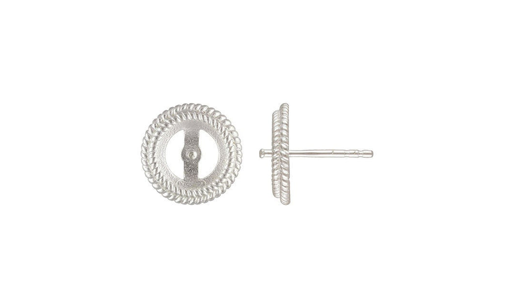 Pearl Rope Bezel 8.0-8.5mm Post Earring, Sterling Silver. Made in USA. #5005827P