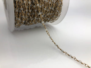 Moonstone & 14k Gold Fill Wire by the foot, hand wrapped gemstones, Gold filled made in USA