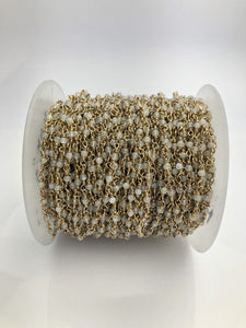 Moonstone & 14k Gold Fill Wire by the foot, hand wrapped gemstones, Gold filled made in USA