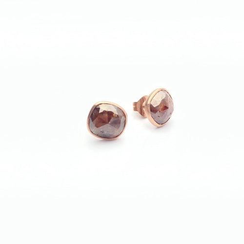 Diamond 14K Rose Gold 5.54 Carat Stud Earring.  100% Natural Color